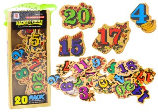 Zestaw Magnesy Drewniane Cyfry Obrazki 20 Sztuk