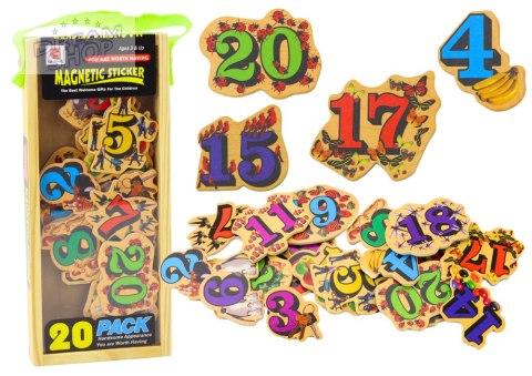 Zestaw Magnesy Drewniane Cyfry Obrazki 20 Sztuk Zestaw Magnesy Drewniane Cyfry Obrazki 20 Sztuk