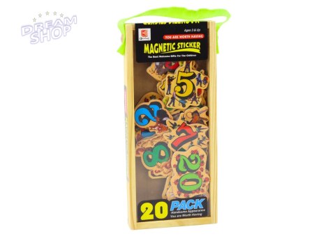 Zestaw Magnesy Drewniane Cyfry Obrazki 20 Sztuk Zestaw Magnesy Drewniane Cyfry Obrazki 20 Sztuk