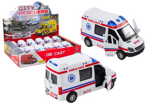 Ambulans Karetka 1:32 Otwierane Drzwi Światła Dźwięki Napęd Biała Ambulans Karetka 1:32 Otwierane Drzwi Światła Dźwięki Napęd Biała