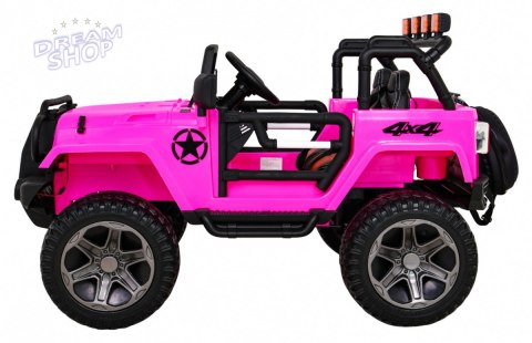 Auto terenowe typu jeep Monster 4x4 dla dzieci Różowy + Pilot + Regulacja siedzenia + Wolny Start + MP3 LED + Bagażnik + Plecak Auto terenowe typu jeep Monster 4x4 dla dzieci Różowy + Pilot + Regulacja siedzenia + Wolny Start + MP3 LED + Bagażnik + Plecak
