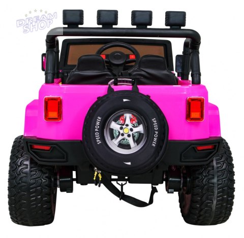 Auto terenowe typu jeep Monster 4x4 dla dzieci Różowy + Pilot + Regulacja siedzenia + Wolny Start + MP3 LED + Bagażnik + Plecak Auto terenowe typu jeep Monster 4x4 dla dzieci Różowy + Pilot + Regulacja siedzenia + Wolny Start + MP3 LED + Bagażnik + Plecak