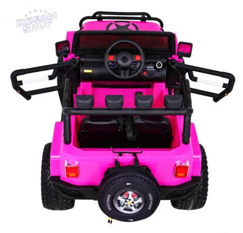 Auto terenowe typu jeep Monster 4x4 dla dzieci Różowy + Pilot + Regulacja siedzenia + Wolny Start + MP3 LED + Bagażnik + Plecak Auto terenowe typu jeep Monster 4x4 dla dzieci Różowy + Pilot + Regulacja siedzenia + Wolny Start + MP3 LED + Bagażnik + Plecak