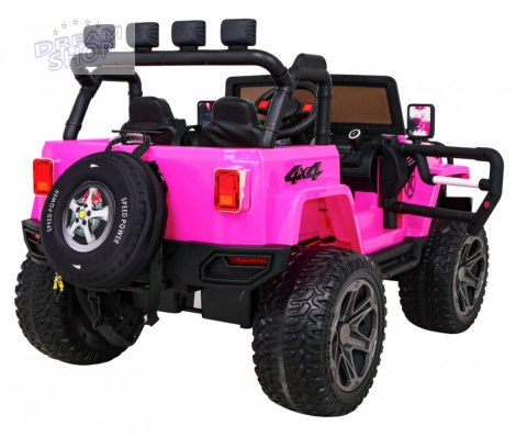 Auto terenowe typu jeep Monster 4x4 dla dzieci Różowy + Pilot + Regulacja siedzenia + Wolny Start + MP3 LED + Bagażnik + Plecak Auto terenowe typu jeep Monster 4x4 dla dzieci Różowy + Pilot + Regulacja siedzenia + Wolny Start + MP3 LED + Bagażnik + Plecak