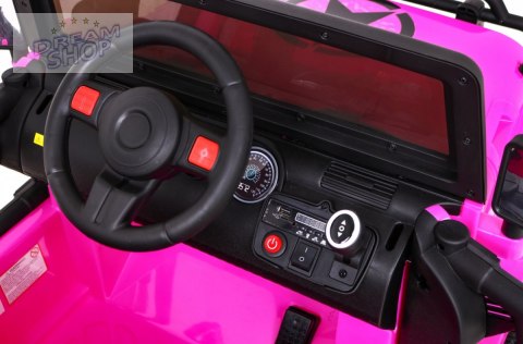 Auto terenowe typu jeep Monster 4x4 dla dzieci Różowy + Pilot + Regulacja siedzenia + Wolny Start + MP3 LED + Bagażnik + Plecak Auto terenowe typu jeep Monster 4x4 dla dzieci Różowy + Pilot + Regulacja siedzenia + Wolny Start + MP3 LED + Bagażnik + Plecak