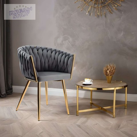 Krzesło plecione COFTON gold Velvet grafitowy Krzesło plecione COFTON gold Velvet grafitowy
