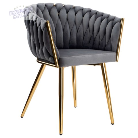 Krzesło plecione COFTON gold Velvet grafitowy Krzesło plecione COFTON gold Velvet grafitowy