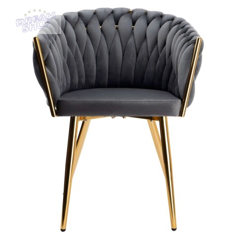 Krzesło plecione COFTON gold Velvet grafitowy Krzesło plecione COFTON gold Velvet grafitowy