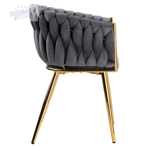 Krzesło plecione COFTON gold Velvet grafitowy Krzesło plecione COFTON gold Velvet grafitowy
