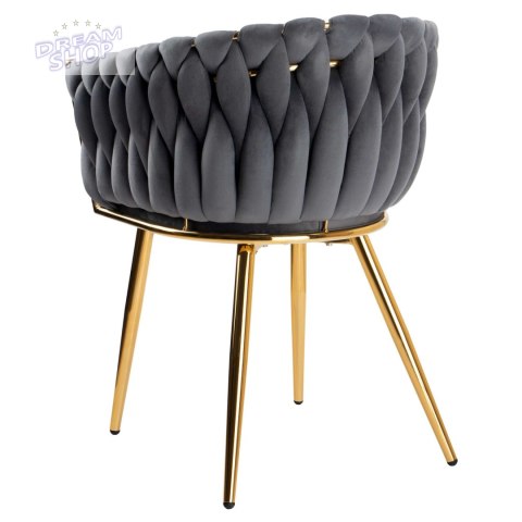 Krzesło plecione COFTON gold Velvet grafitowy Krzesło plecione COFTON gold Velvet grafitowy