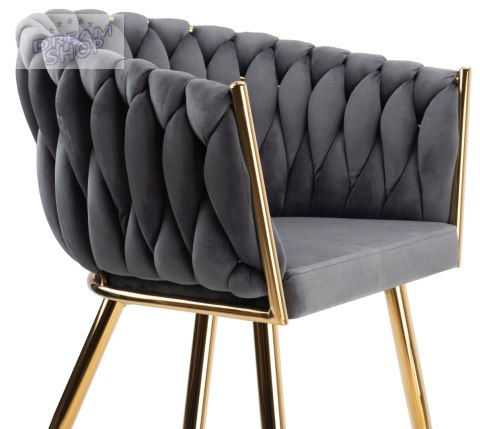 Krzesło plecione COFTON gold Velvet grafitowy Krzesło plecione COFTON gold Velvet grafitowy