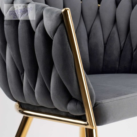 Krzesło plecione COFTON gold Velvet grafitowy Krzesło plecione COFTON gold Velvet grafitowy