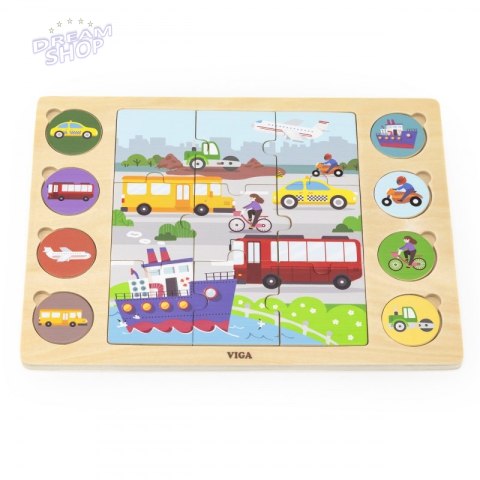 VIGA Drewniane Puzzle Odgadnij po Cieniu - Środki Transportu Układanka 17 el. VIGA Drewniane Puzzle Odgadnij po Cieniu - Środki Transportu Układanka 17 el.