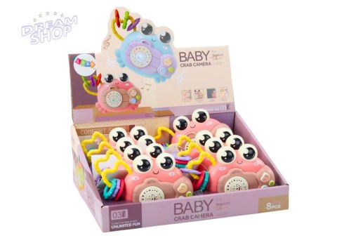 Krab Aparat Grzechotka Projektor Na Baterie Dźwięki Różowy Krab Aparat Grzechotka Projektor Na Baterie Dźwięki Różowy