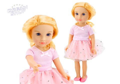 Lalka W Sukience Z Tiulem Różowa Blond Włosy 18' Lalka W Sukience Z Tiulem Różowa Blond Włosy 18'