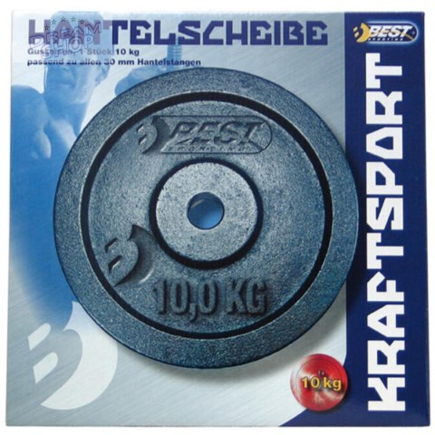 OBCIĄŻENIE ŻELIWNE CZARNE 10 KG BEST SPORTING fi 30mm OBCIĄŻENIE ŻELIWNE CZARNE 10 KG BEST SPORTING fi 30mm