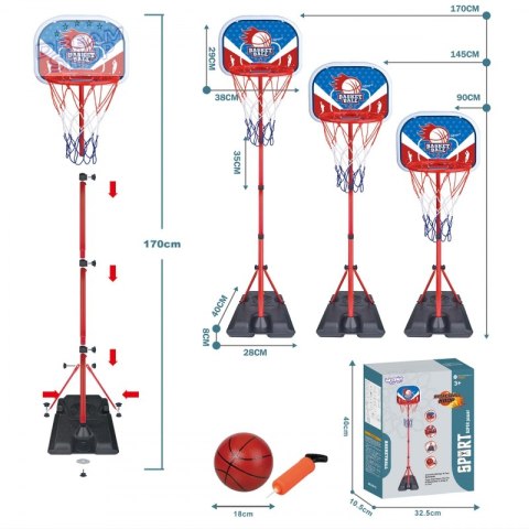 WOOPIE Zestaw Koszykówka Wolnostojąca Regulowana Wysokość 90-170cm + Piłka WOOPIE Zestaw Koszykówka Wolnostojąca Regulowana Wysokość 90-170cm + Piłka