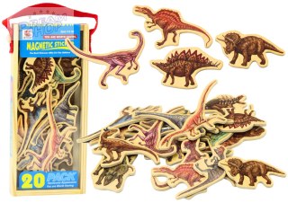 Zestaw Magnesy Drewniane Dinozaury 20 Sztuk Kolorowe