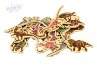 Zestaw Magnesy Drewniane Dinozaury 20 Sztuk Kolorowe