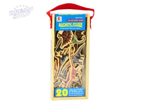 Zestaw Magnesy Drewniane Dinozaury 20 Sztuk Kolorowe