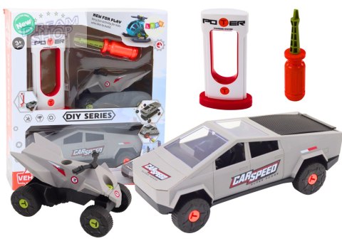 Zestaw Nowoczesne Auto z Quadem Do Rozkręcania DIY Siwy Zestaw Nowoczesne Auto z Quadem Do Rozkręcania DIY Siwy