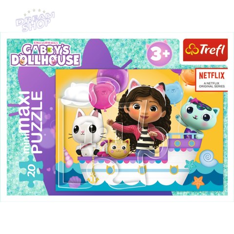 Puzzle 20 MiniMaxi Koci Domek Gabi na łodzi 20 elementów 3+ Trefl 21159 Puzzle 20 MiniMaxi Koci Domek Gabi na łodzi 20 elementów 3+ Trefl 21159