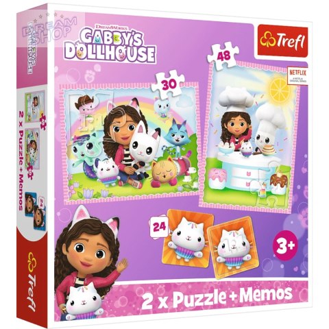Puzzle 2w1+ Memos Koci Domek Gabi 3+ Gabi z Kocim Przyjacielem Trefl 93382 Puzzle 2w1+ Memos Koci Domek Gabi 3+ Gabi z Kocim Przyjacielem Trefl 93382