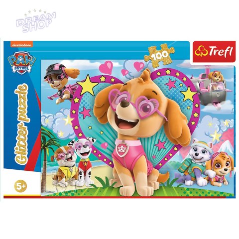 Puzzle Psi Patrol 100 el. W blasku Skye brokatowe Glitter Trefl 5+ 14818 Puzzle Psi Patrol 100 el. W blasku Skye brokatowe Glitter Trefl 5+ 14818