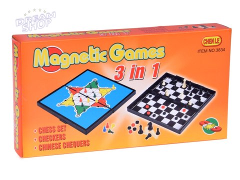 Zestaw gier 3w1 szachy warcaby chińczyk MAGNETYCZNE strategiczna GR0676 Zestaw gier 3w1 szachy warcaby chińczyk MAGNETYCZNE strategiczna GR0676