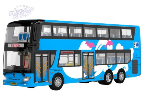 Autobus Piętrowy Wycieczkowy 1:42 Metalowy Światła Niebieski Autobus Piętrowy Wycieczkowy 1:42 Metalowy Światła Niebieski