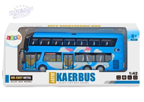 Autobus Piętrowy Wycieczkowy 1:42 Metalowy Światła Niebieski Autobus Piętrowy Wycieczkowy 1:42 Metalowy Światła Niebieski