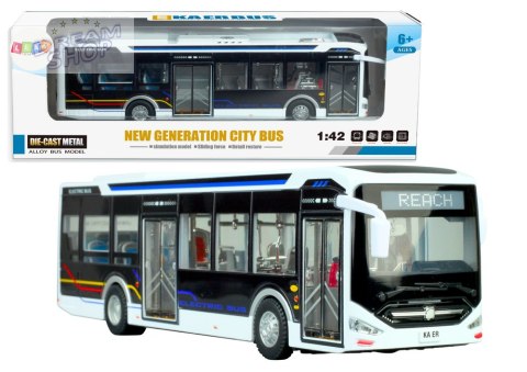 Elektryczny Autobus Miejski 1:42 Metalowy Światła Biały Elektryczny Autobus Miejski 1:42 Metalowy Światła Biały