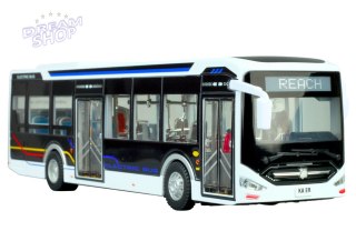 Elektryczny Autobus Miejski 1:42 Metalowy Światła Biały