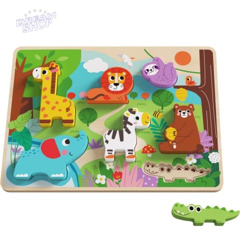 Tooky Toy Drewniane Puzzle Zwierzątka w Lesie Dopasuj Kształty