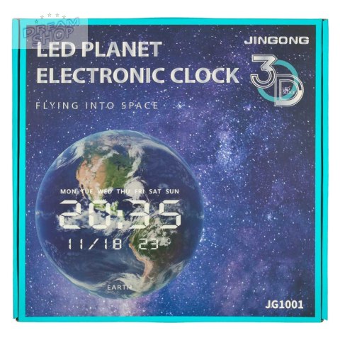 Zegar ścienny planeta ziemia z wyświetlaczem LED 32 cm niebieski Zegar ścienny planeta ziemia z wyświetlaczem LED 32 cm niebieski