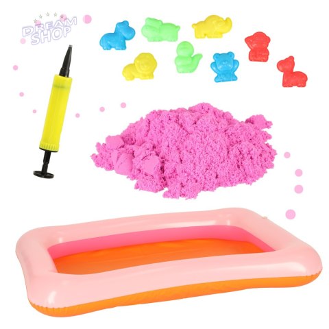 Piasek Kinetyczny w wiaderku 1kg foremki różowy Piasek Kinetyczny w wiaderku 1kg foremki różowy