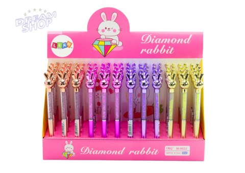 Długopis Z Zającem Diamenciki Niebieski Wkład 0.7mm Mix Długopis Z Zającem Diamenciki Niebieski Wkład 0.7mm Mix
