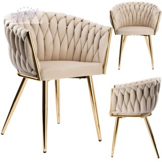 Krzesło plecione COFTON gold Velvet beżowy