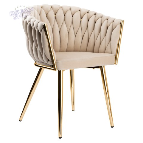 Krzesło plecione COFTON gold Velvet beżowy