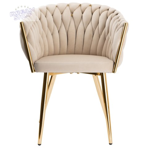 Krzesło plecione COFTON gold Velvet beżowy