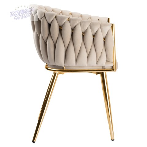 Krzesło plecione COFTON gold Velvet beżowy