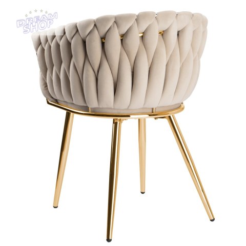 Krzesło plecione COFTON gold Velvet beżowy