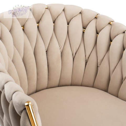 Krzesło plecione COFTON gold Velvet beżowy