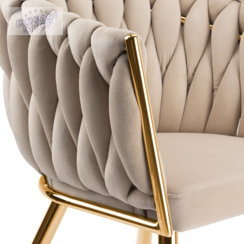 Krzesło plecione COFTON gold Velvet beżowy