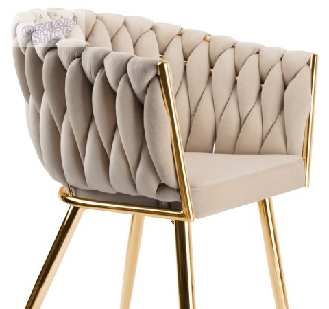 Krzesło plecione COFTON gold Velvet beżowy