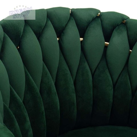 Krzesło plecione COFTON gold Velvet ciemnozielony