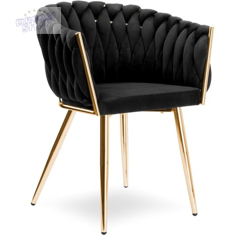 Krzesło plecione COFTON gold Velvet czarny Krzesło plecione COFTON gold Velvet czarny