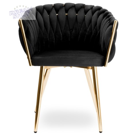 Krzesło plecione COFTON gold Velvet czarny Krzesło plecione COFTON gold Velvet czarny