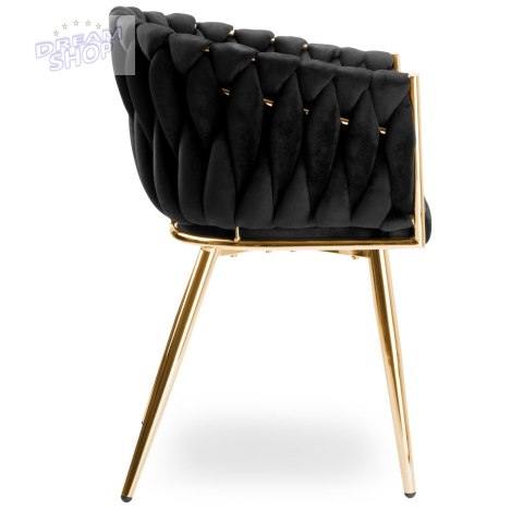 Krzesło plecione COFTON gold Velvet czarny Krzesło plecione COFTON gold Velvet czarny