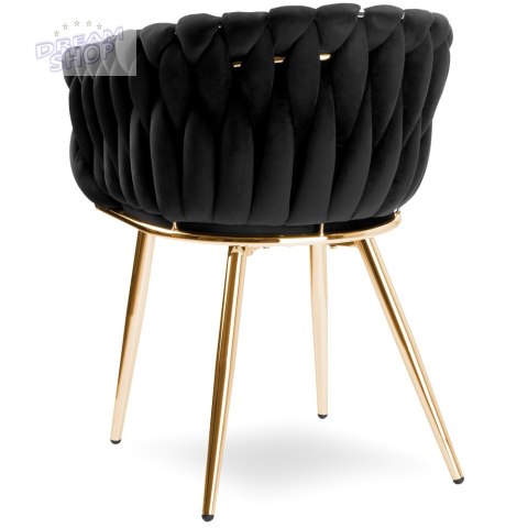 Krzesło plecione COFTON gold Velvet czarny Krzesło plecione COFTON gold Velvet czarny